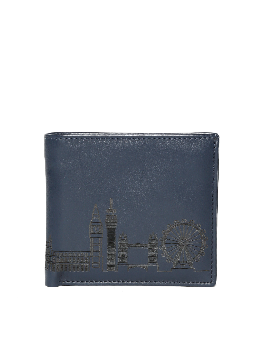 Buy Carlton London Men Navy Blue Leather Textured Two Fold Wallet