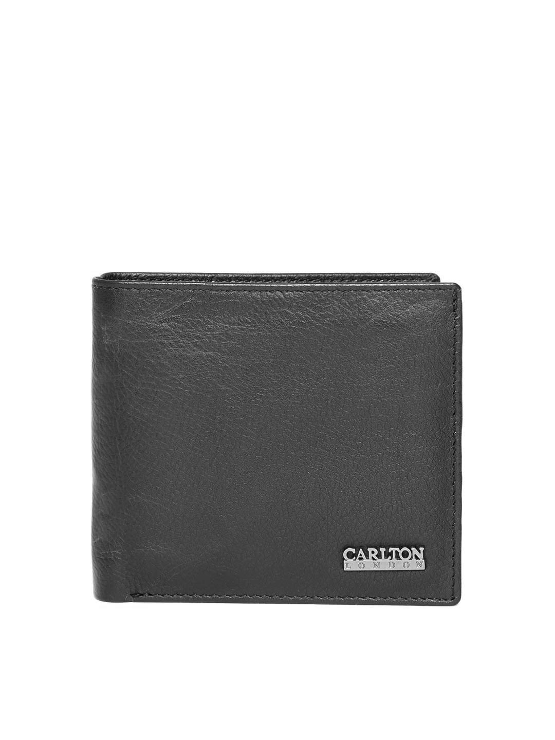 Buy Carlton London Men Black Solid Leather Two Fold Wallet Wallets