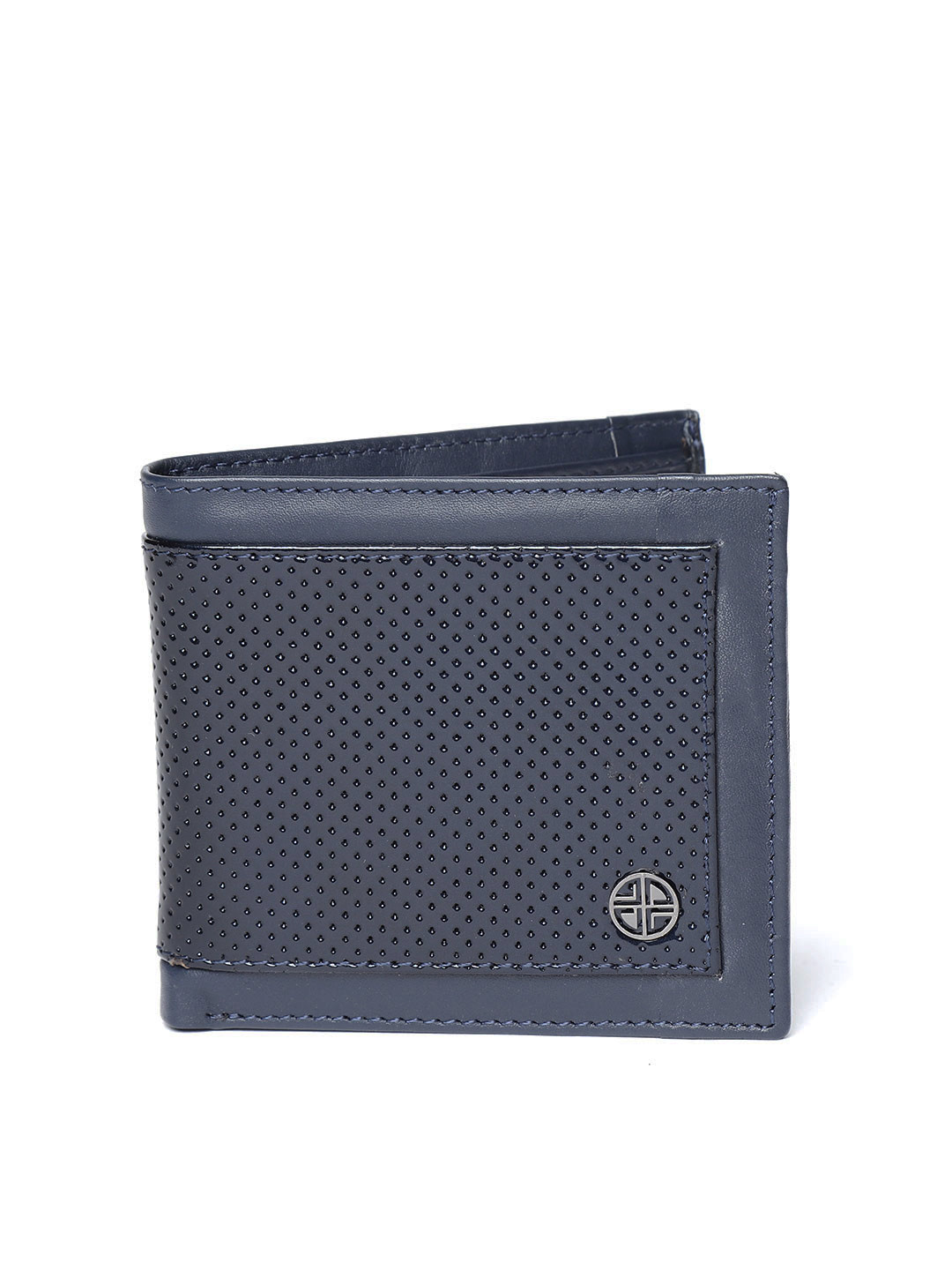 Buy Carlton London Men Navy Blue Textured Leather Two Fold Wallet