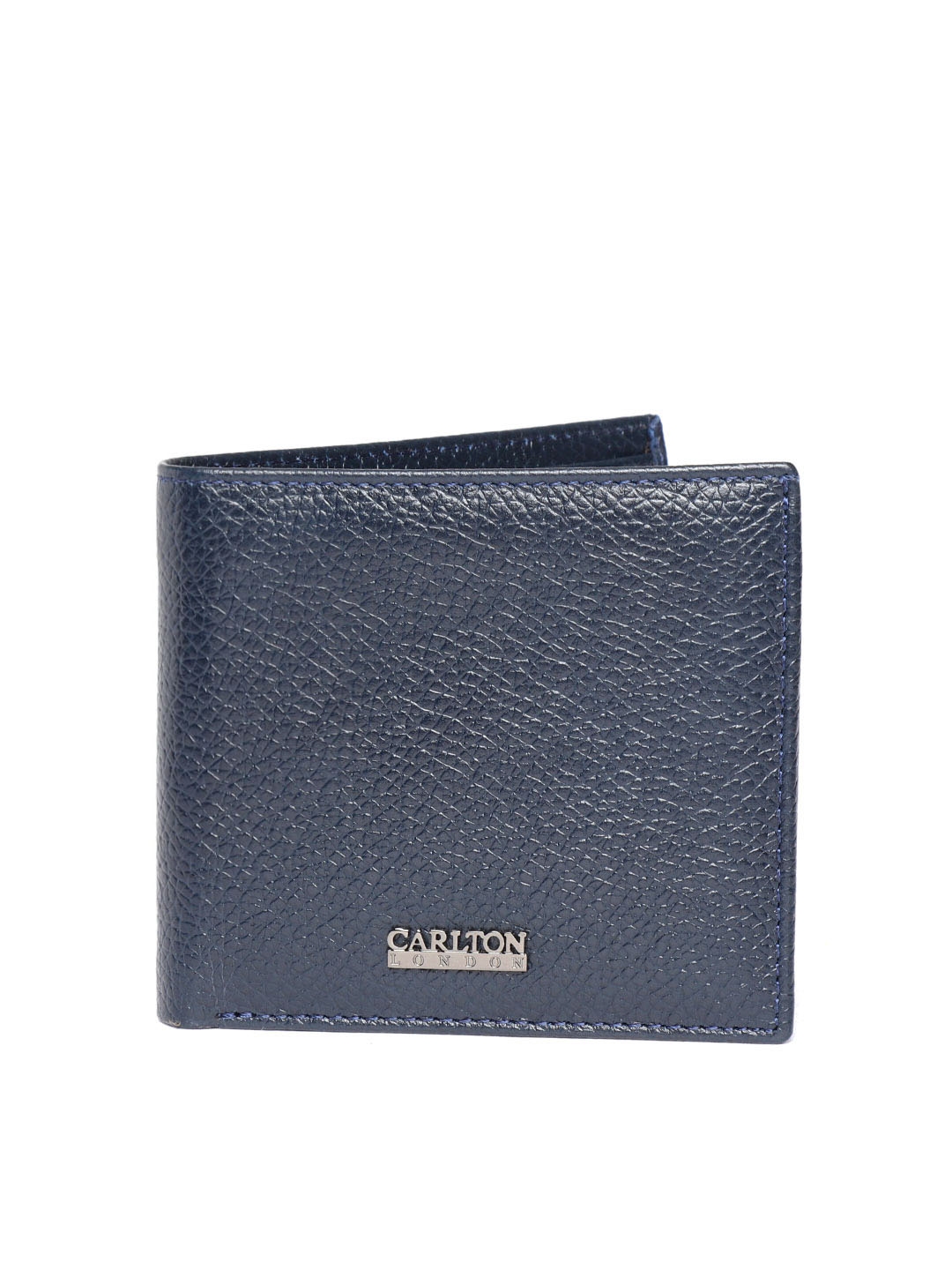Buy Carlton London Men Navy Blue Solid Leather Two Fold Wallet ...
