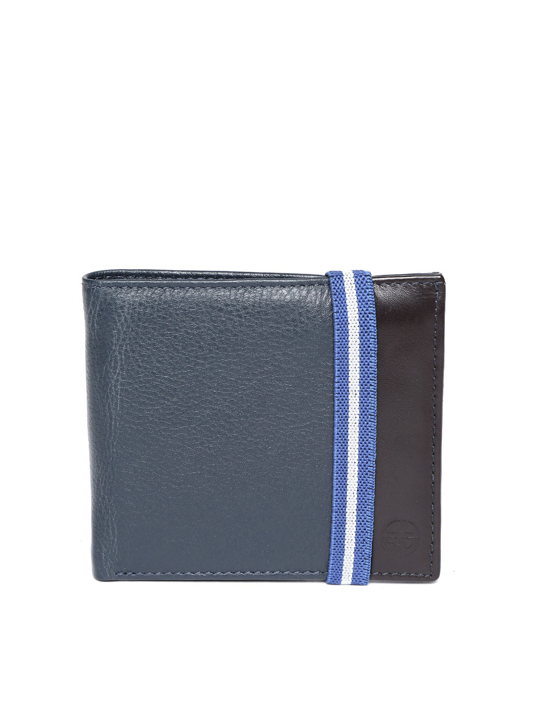 Buy Carlton London Men Navy Blue Solid Leather Two Fold Wallet