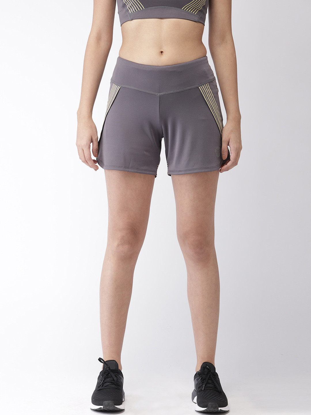 Buy 2GO Women Grey Solid Regular Fit Sports Shorts Shorts for Women