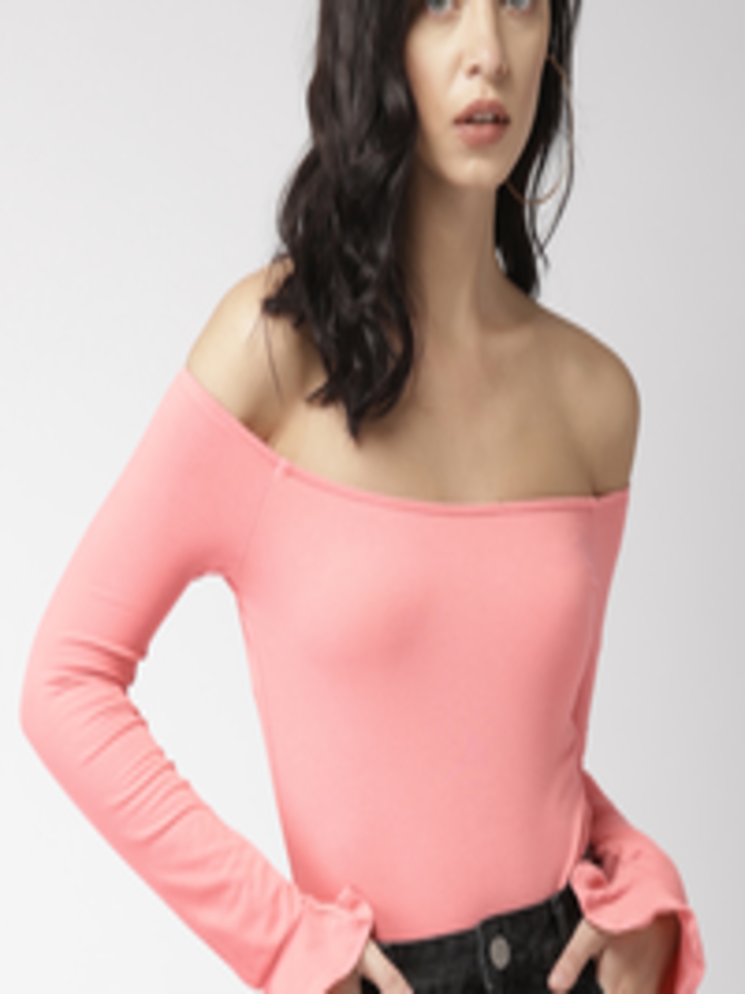Buy FOREVER 21 Peach Coloured Solid Bodysuit - Bodysuit for Women ...