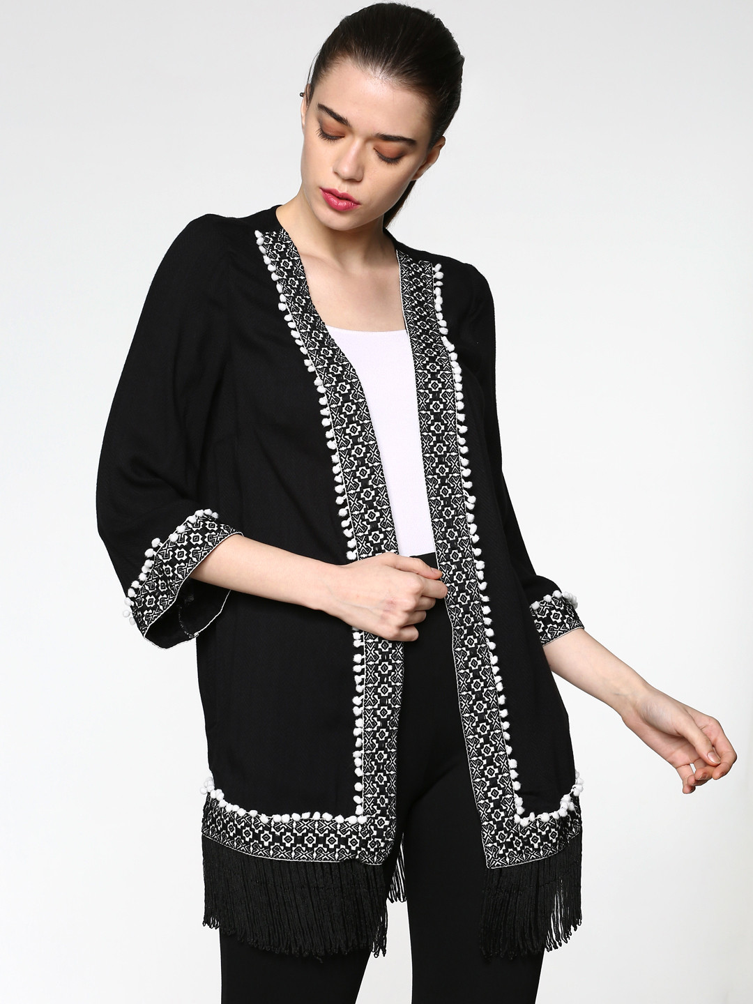 Buy ONLY Black Solid Open Front Shrug Shrug for Women 9051019 Myntra