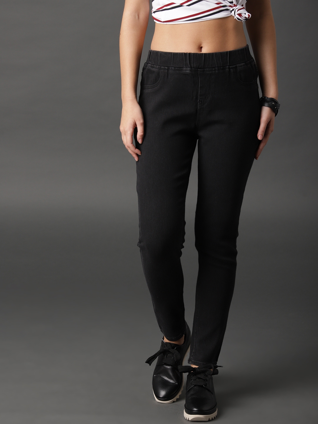 black denim jeggings