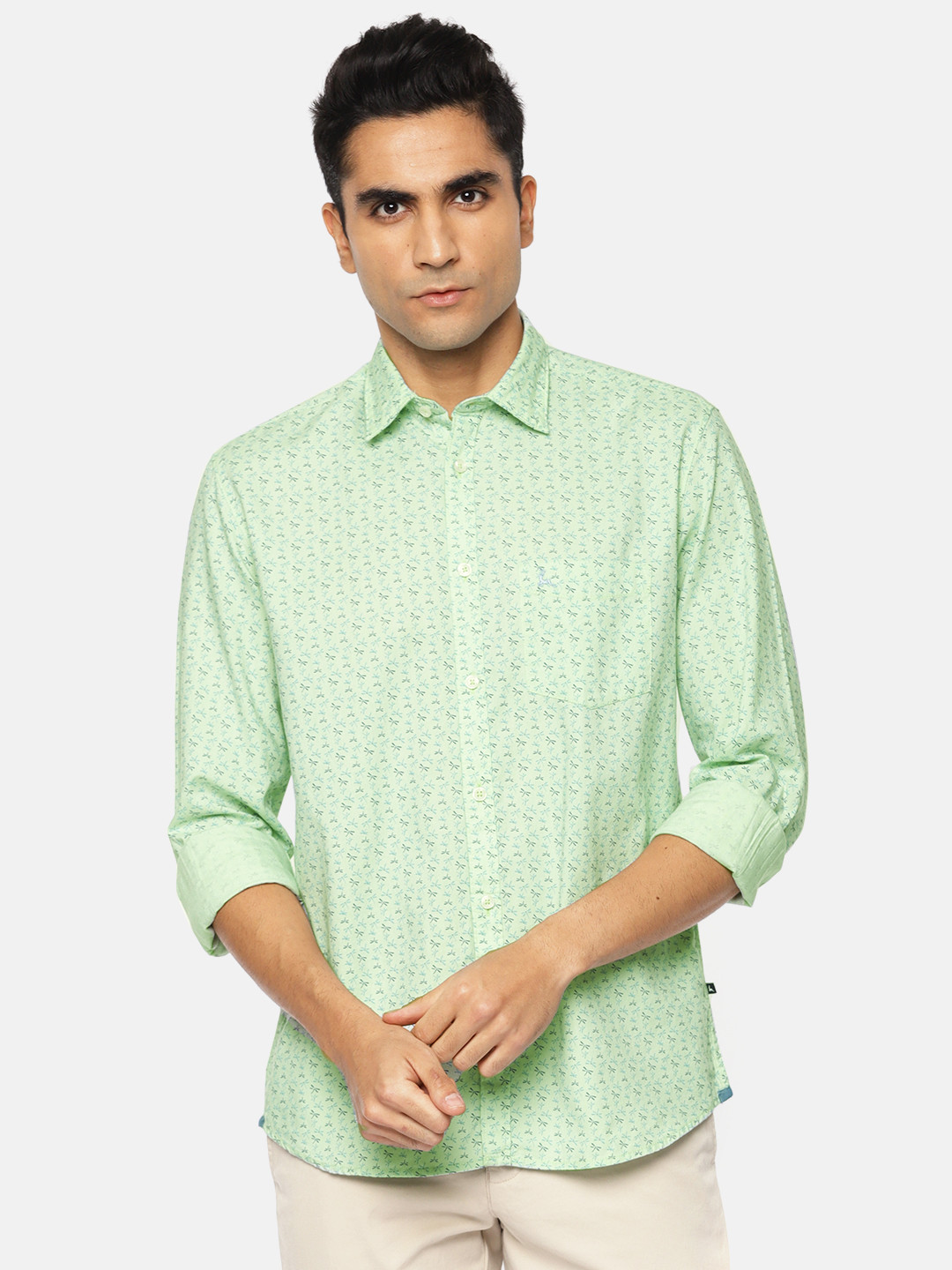 Buy Parx Men Green & Blue Slim Fit Printed Casual Shirt