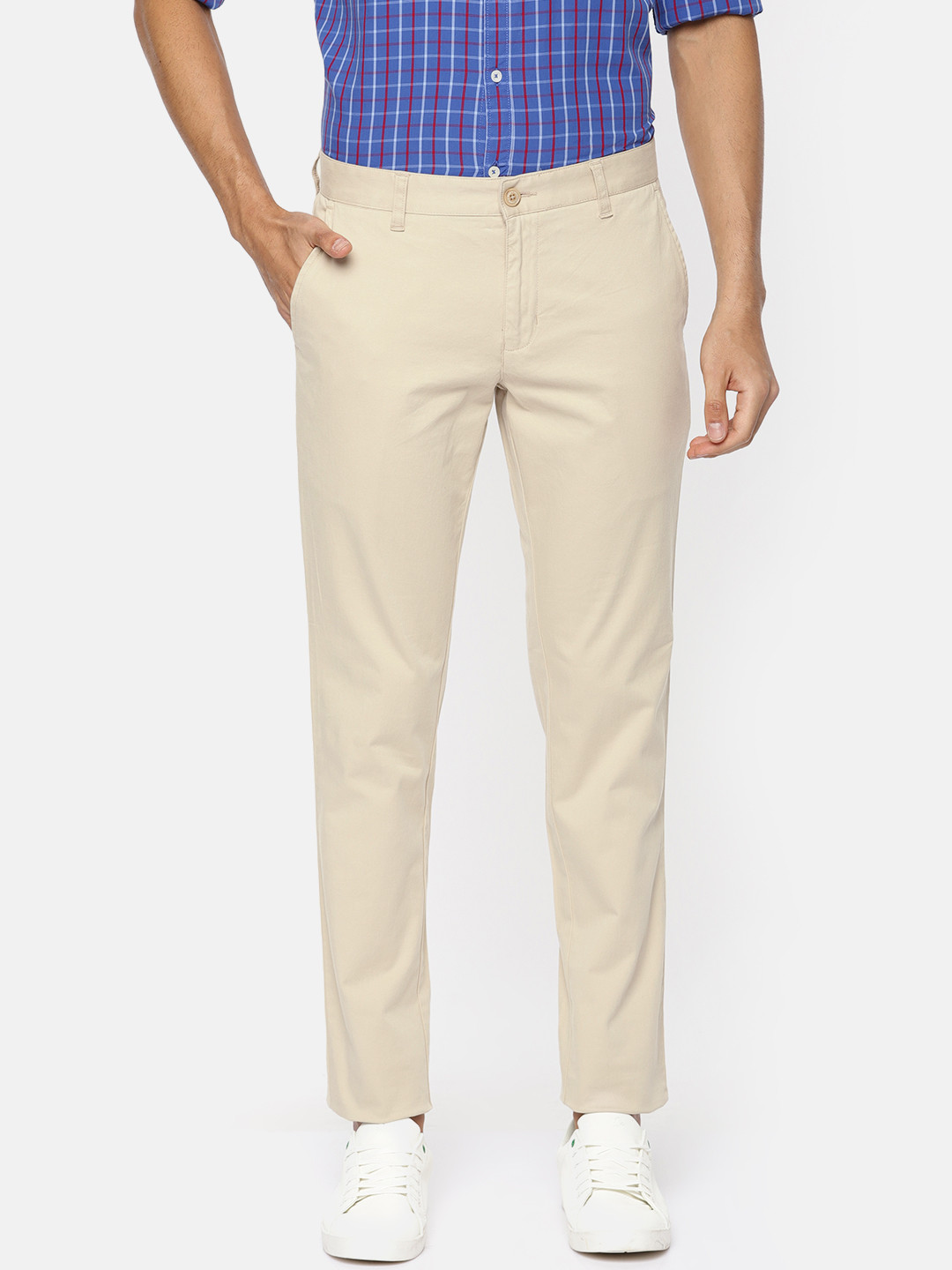 Buy Parx Men Beige Lowell Tapered Fit Solid Chinos - Trousers for Men ...