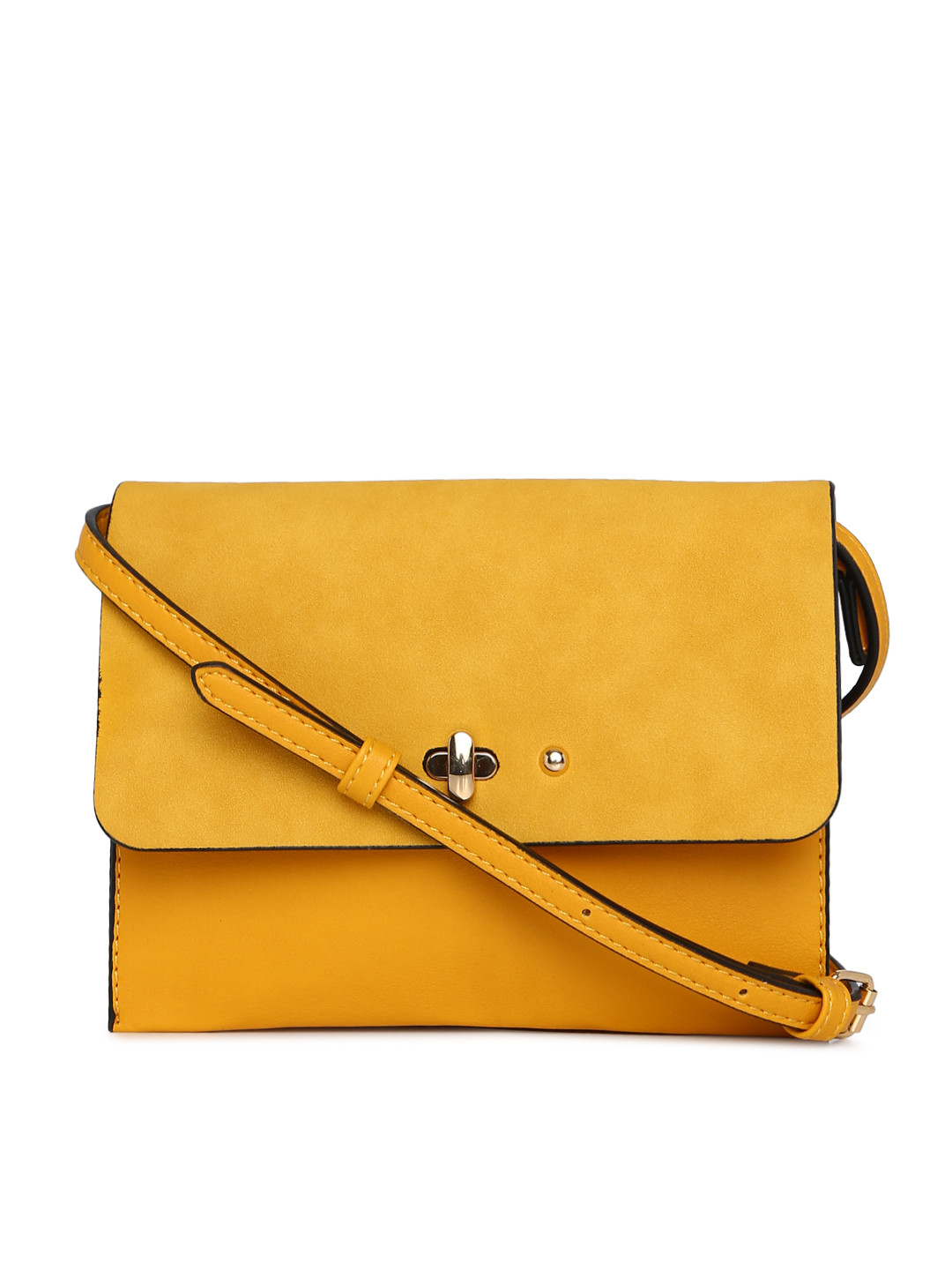 Buy Accessorize Mustard Yellow Solid Sling Bag Handbags for Women