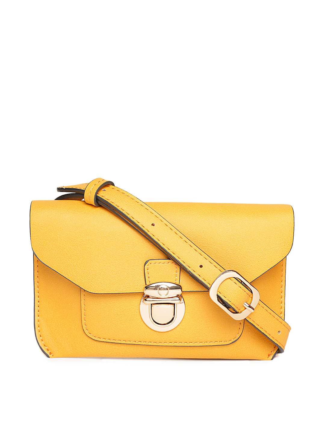 Buy Accessorize Mustard Yellow Solid Sling Bag Handbags for Women
