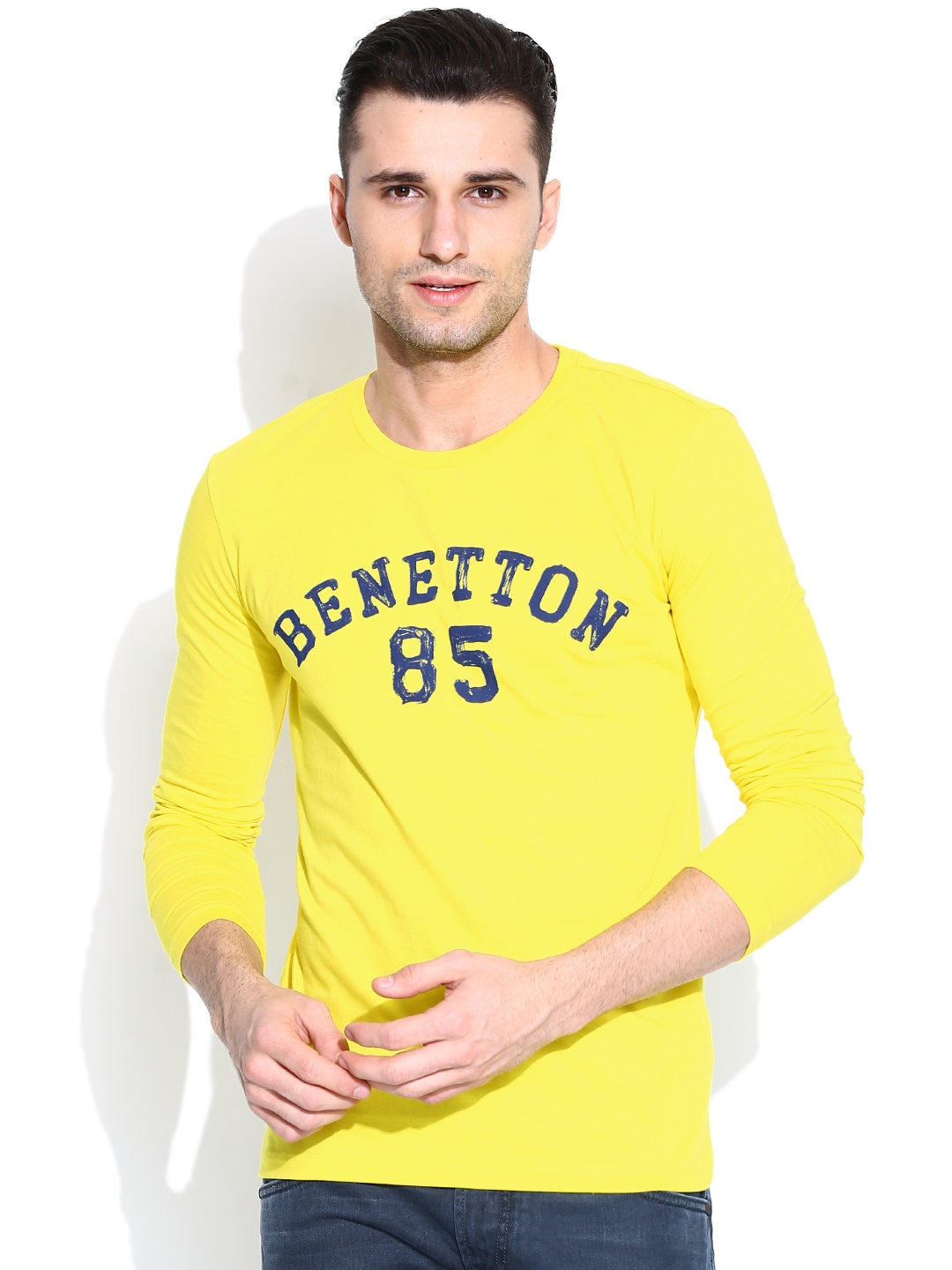 Buy United Colors Of Benetton Yellow Printed Pure Cotton T Shirt 
