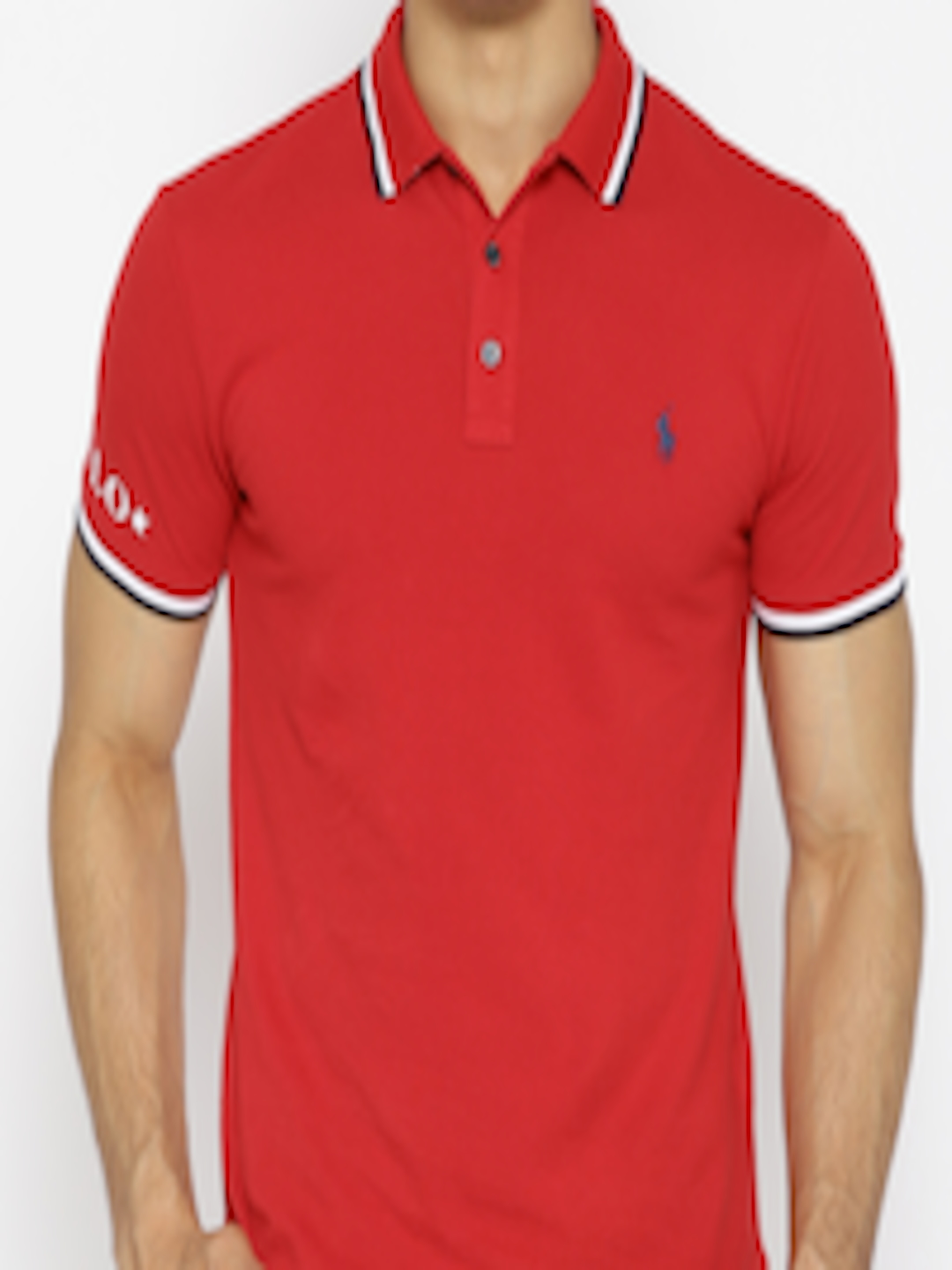 Buy Polo Ralph Lauren Men Red Solid Polo Collar T Shirt - Tshirts for ...