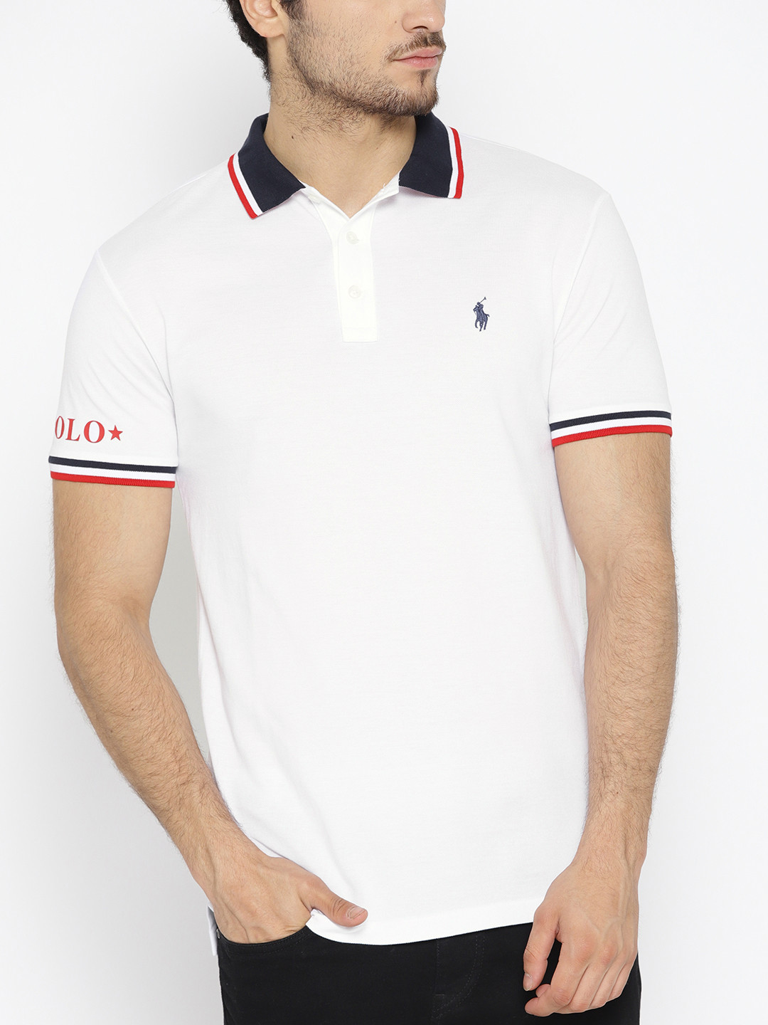 Buy Polo Ralph Lauren Men White Solid Polo Collar T Shirt - Tshirts for Men 9062701 | Myntra