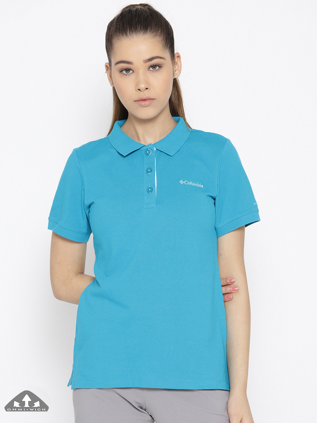 Buy Columbia Blue Cascade Range Solid Polo T Shirt - Tshirts for Women 9066021 | Myntra