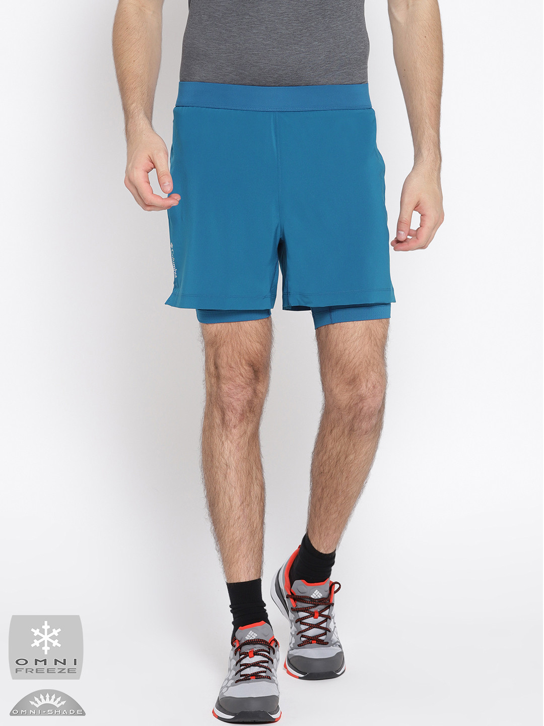 Buy Columbia Men Teal Blue Titan Ultra II Solid Running Shorts Shorts