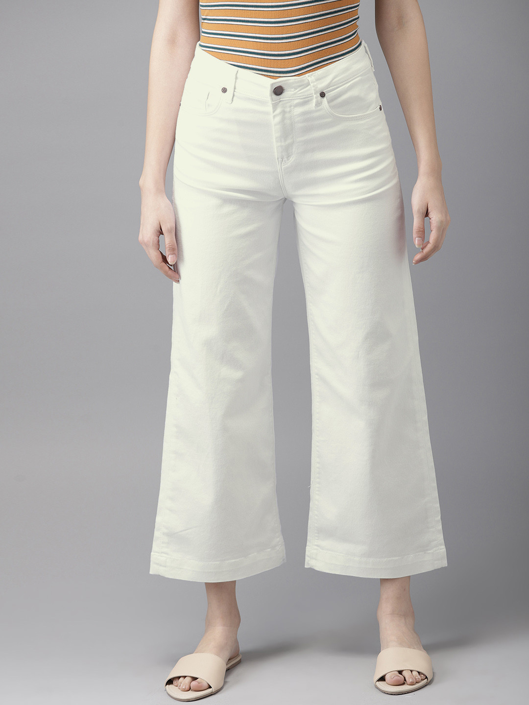 white wide leg jeans