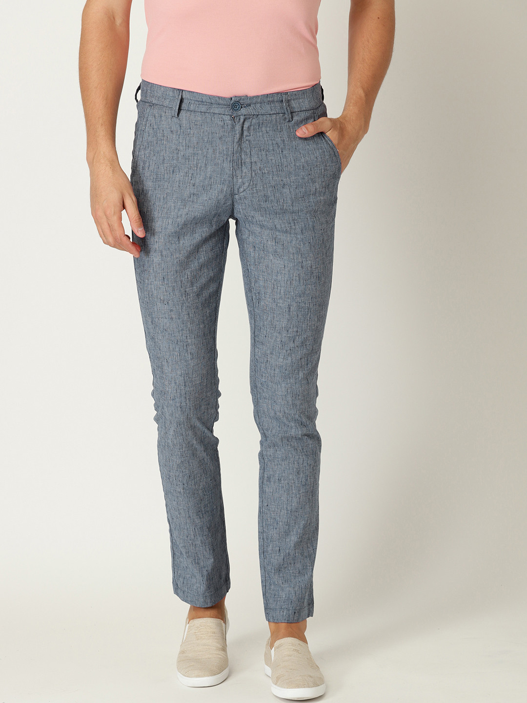 Buy United Colors Of Benetton Men Blue Regular Fit Solid Trousers ...