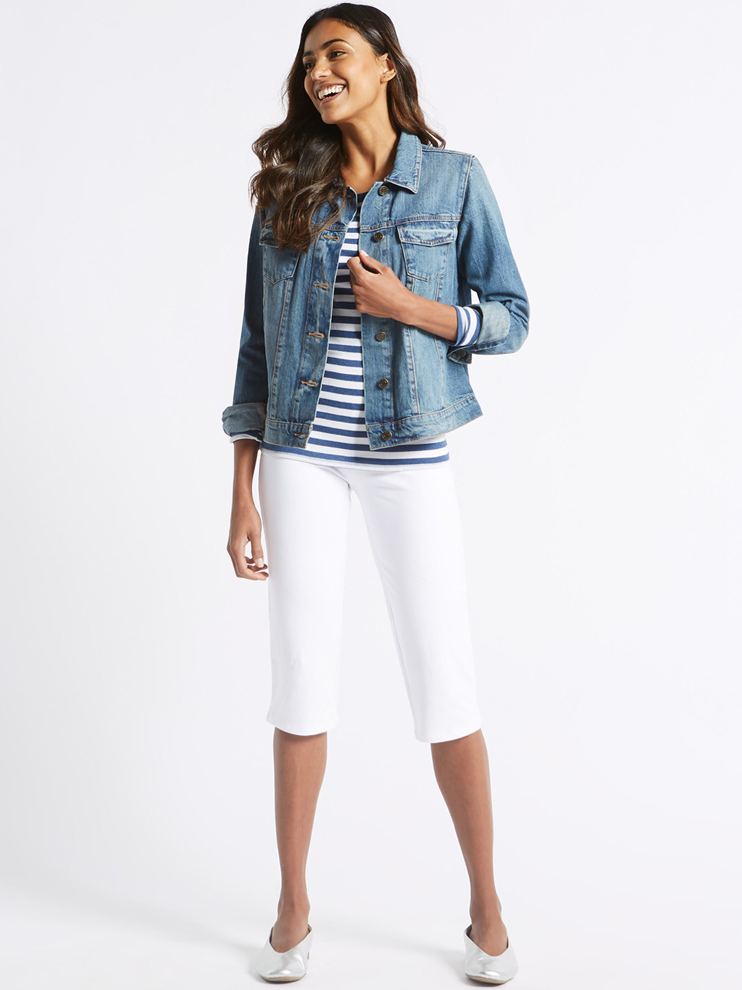 Buy Marks & Spencer Women White Solid Regular Fit Capris - Capris for Women 9081923 | Myntra