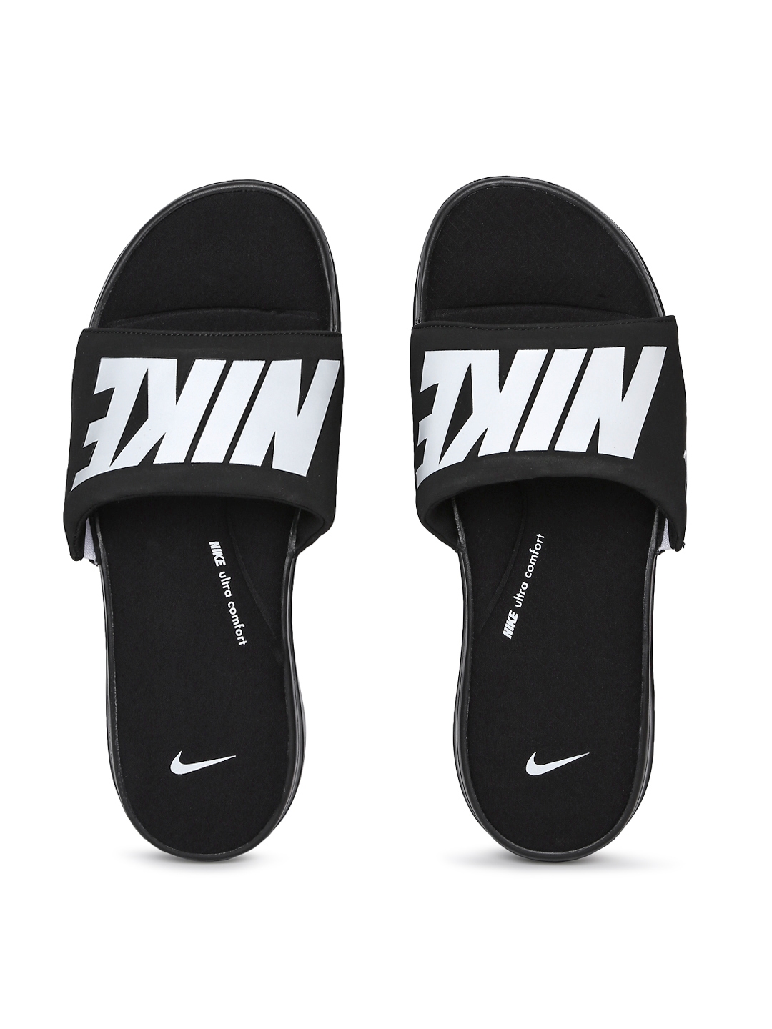 Buy Nike Men Black White Printed Ultra Comfort 3 Sliders Flip