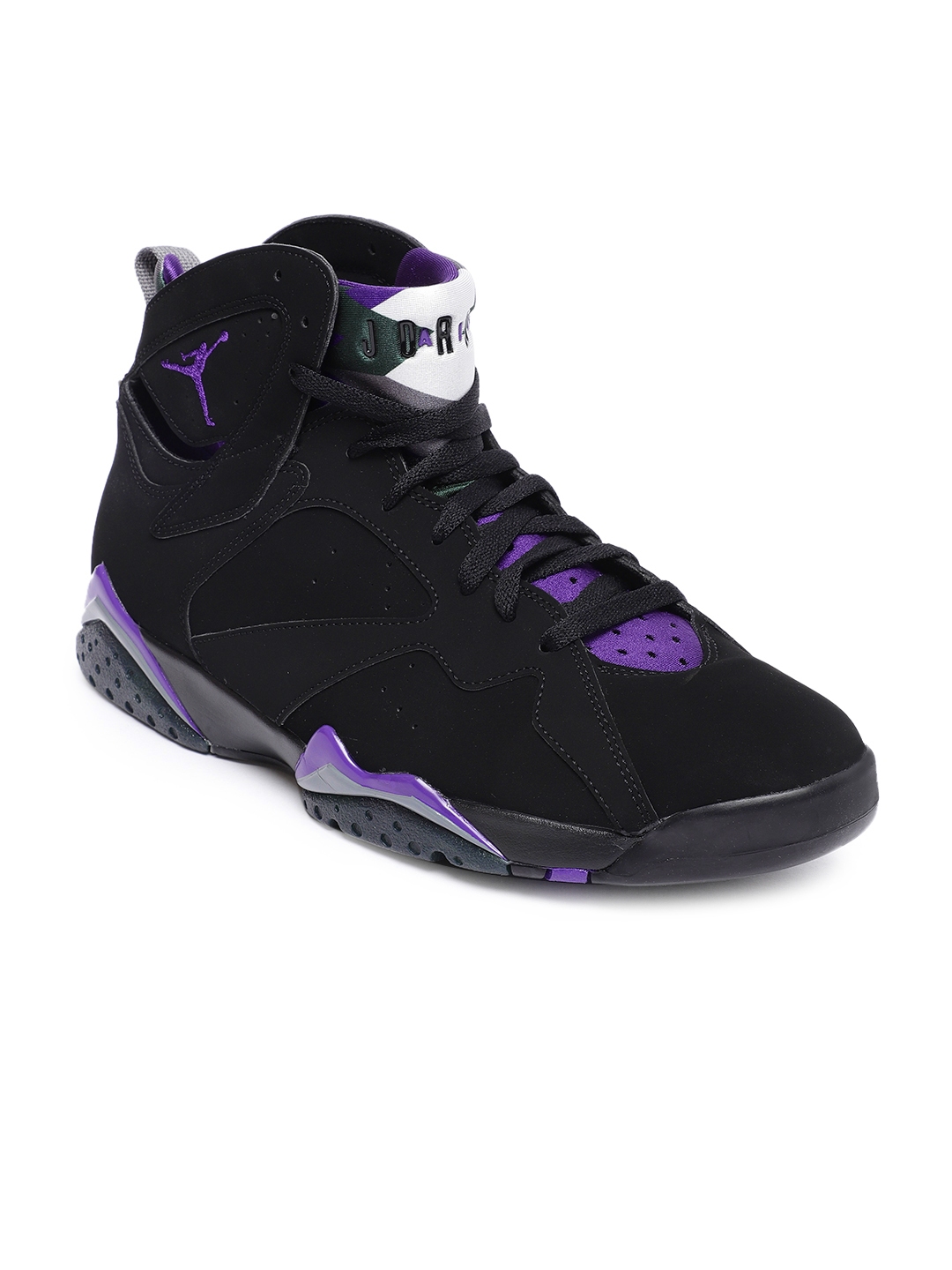 Buy Nike Men Black & Purple AIR JORDAN 7 RETRO Mid Top Basketball Shoes ...