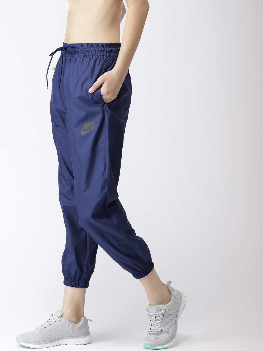 Buy Nike Women Blue Standard Fit Solid NSW Cropped Joggers Track