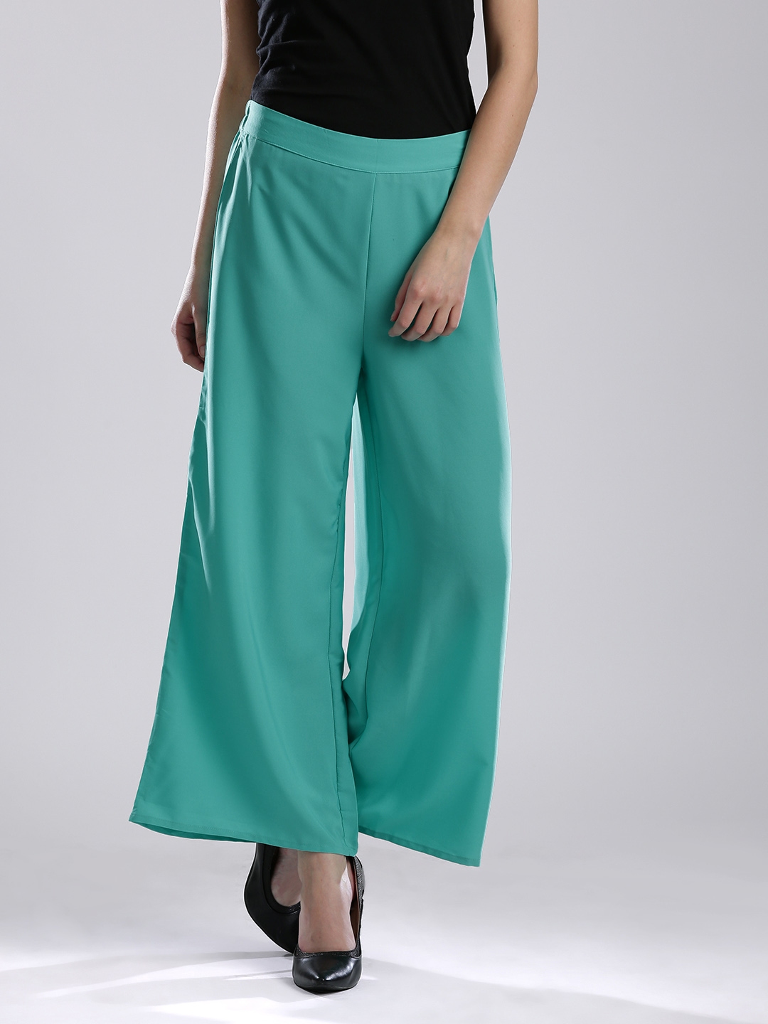zara green palazzo pants
