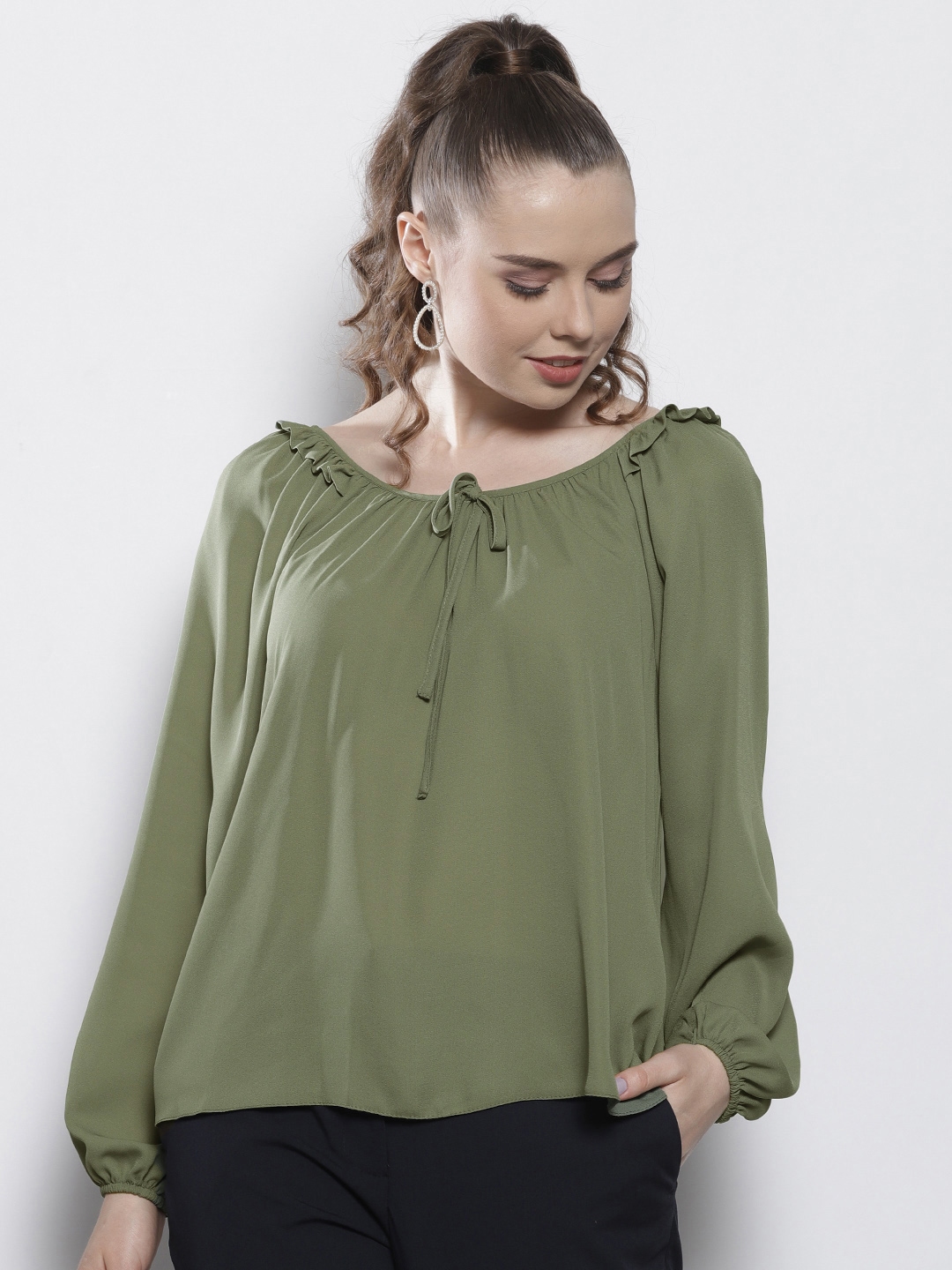 olive green tops womens