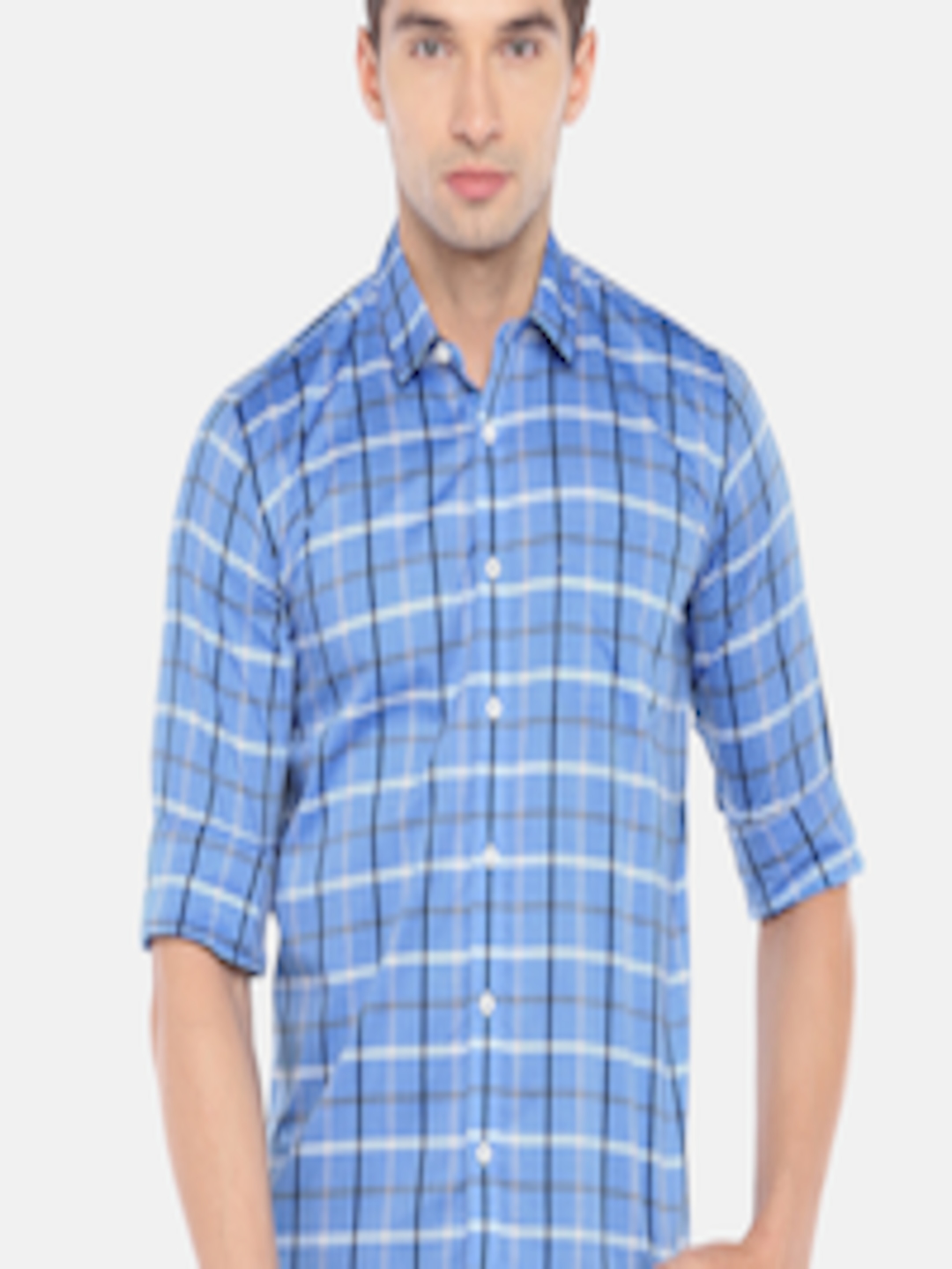 Buy Globus Men Blue Regular Fit Checked Casual Shirt - Shirts for Men ...