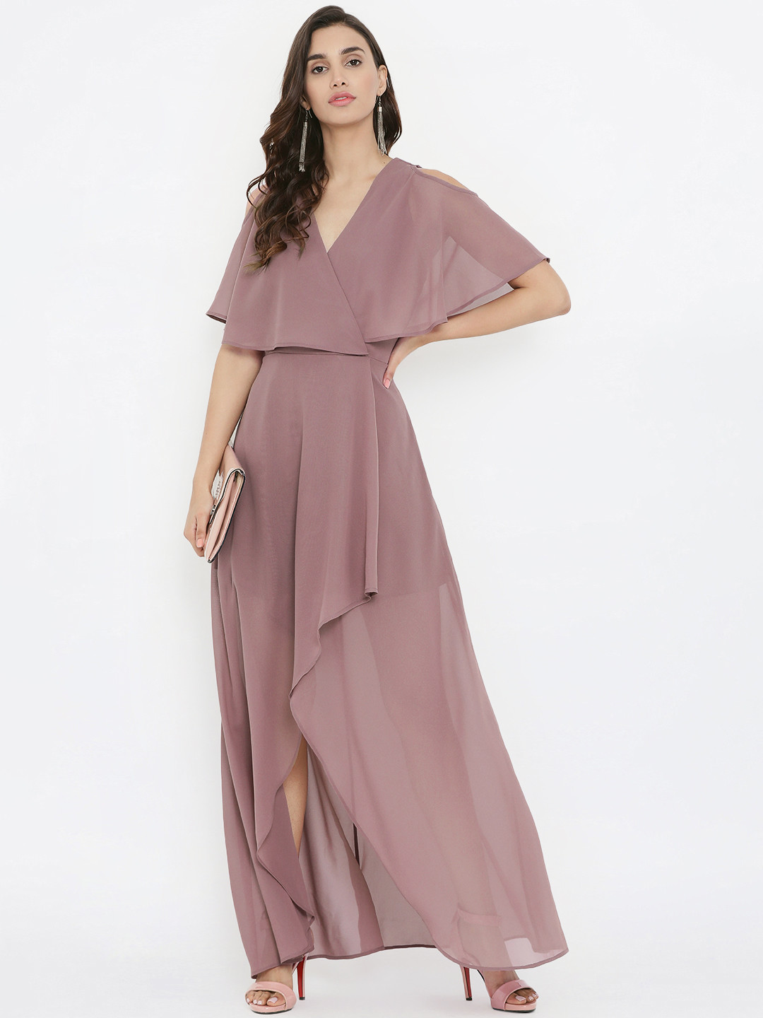 Buy Kazo Women Mauve Solid Maxi Dress Dresses for Women 9105113 Myntra