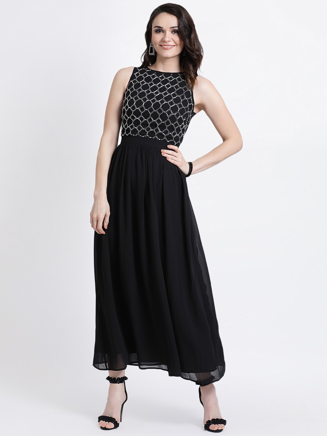Buy Kazo Women Black Embellished Maxi Dress Dresses for Women 9105347
