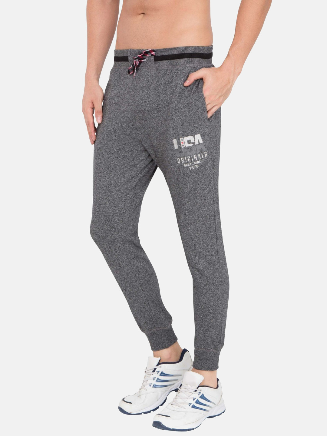 Buy Jockey Men Charcoal Black Slim Fit Solid Joggers Track Pants for