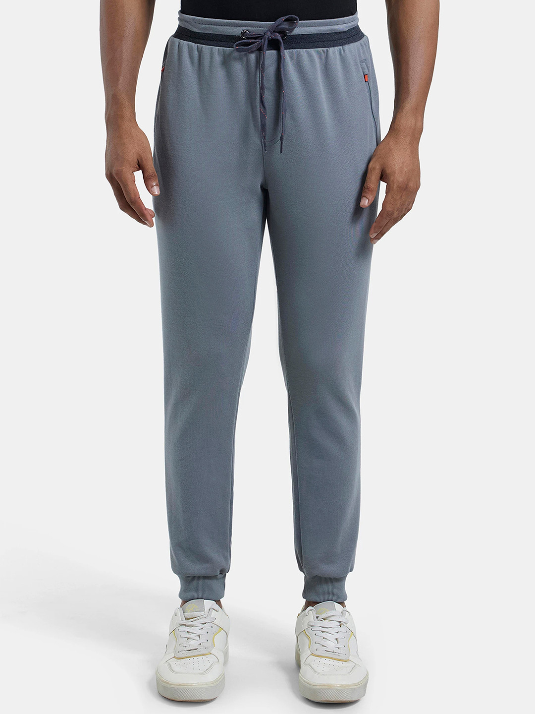 Buy Jockey Men Grey Solid Pure Cotton Mid Rise Drawstring Joggers