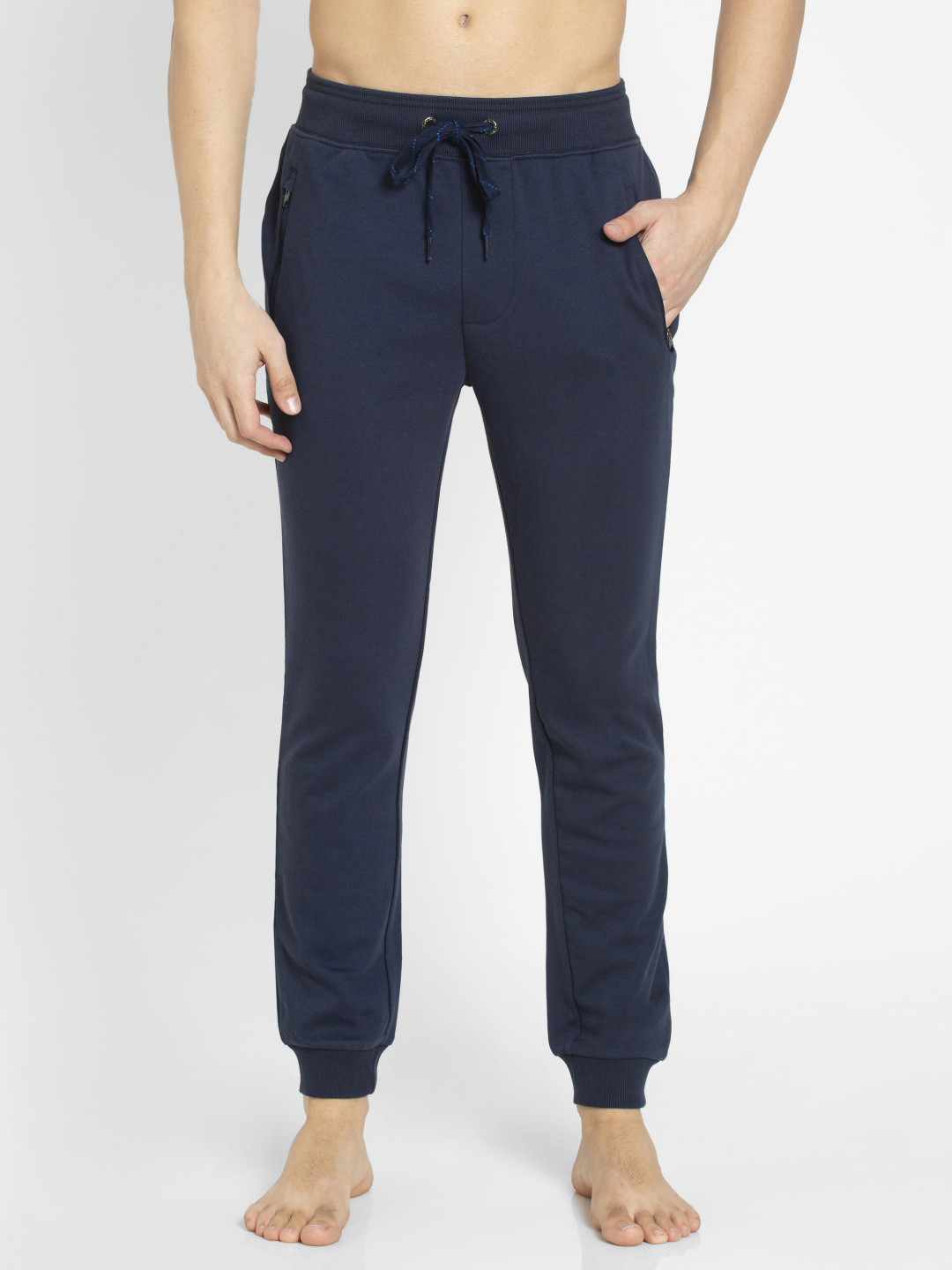 Buy Jockey Men Navy Blue Solid Slim Fit Athleisure Joggers Track