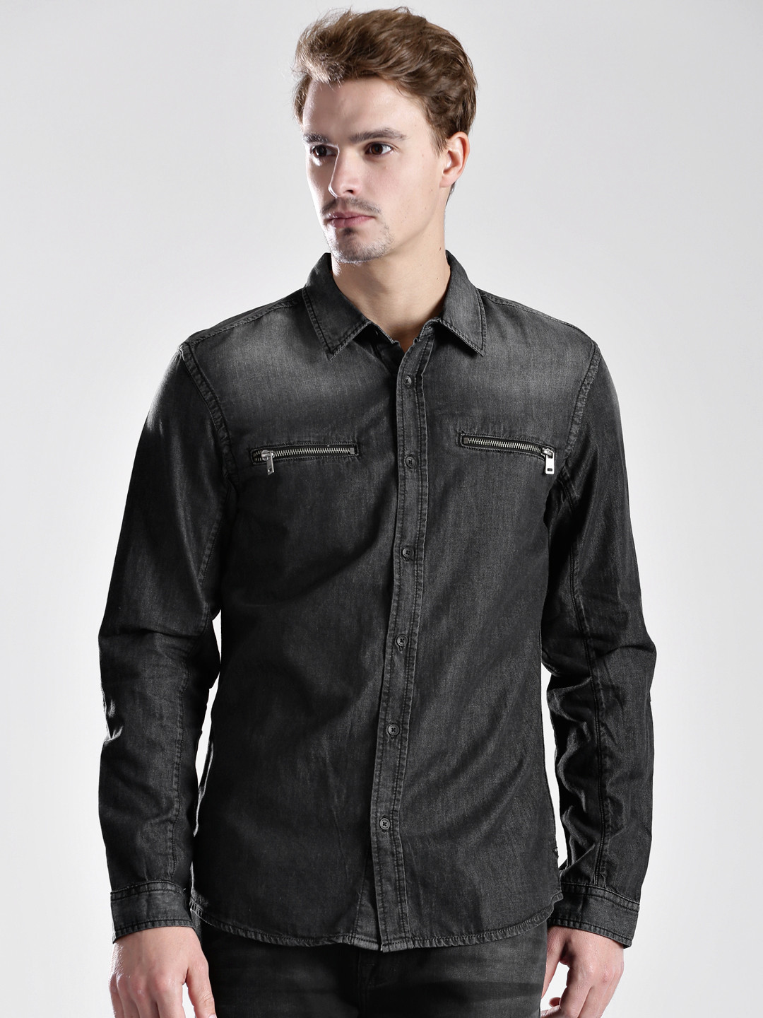 Buy GUESS Black Denim Shirt Shirts for Men 910842 Myntra