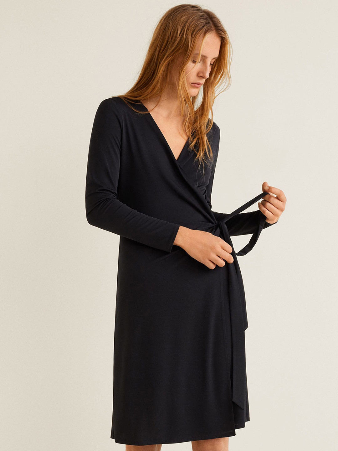 Buy MANGO Women Black Solid Wrap Dress Dresses for Women 9118159 Myntra