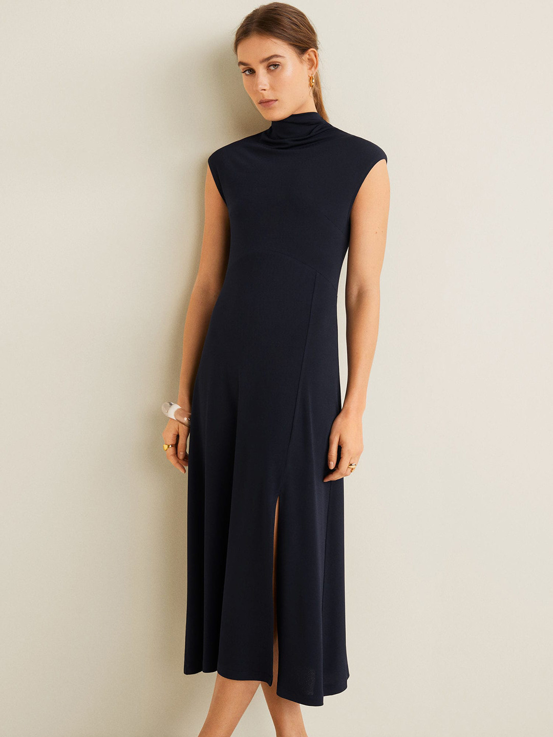 Buy MANGO Women Navy Blue Solid A Line Dress - Dresses for Women 9118591 | Myntra