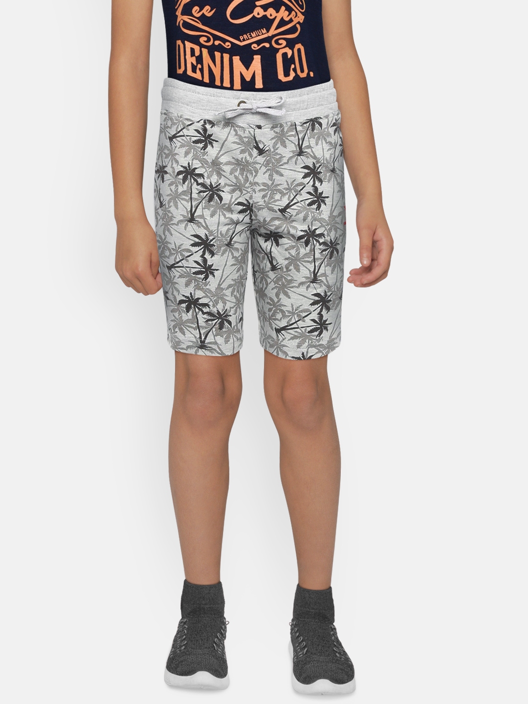 Buy Palm Tree Boys Grey Printed Regular Fit Shorts - Shorts for Boys ...