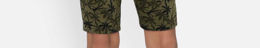 Buy Palm Tree Boys Olive Green Printed Regular Fit Regular Shorts ...