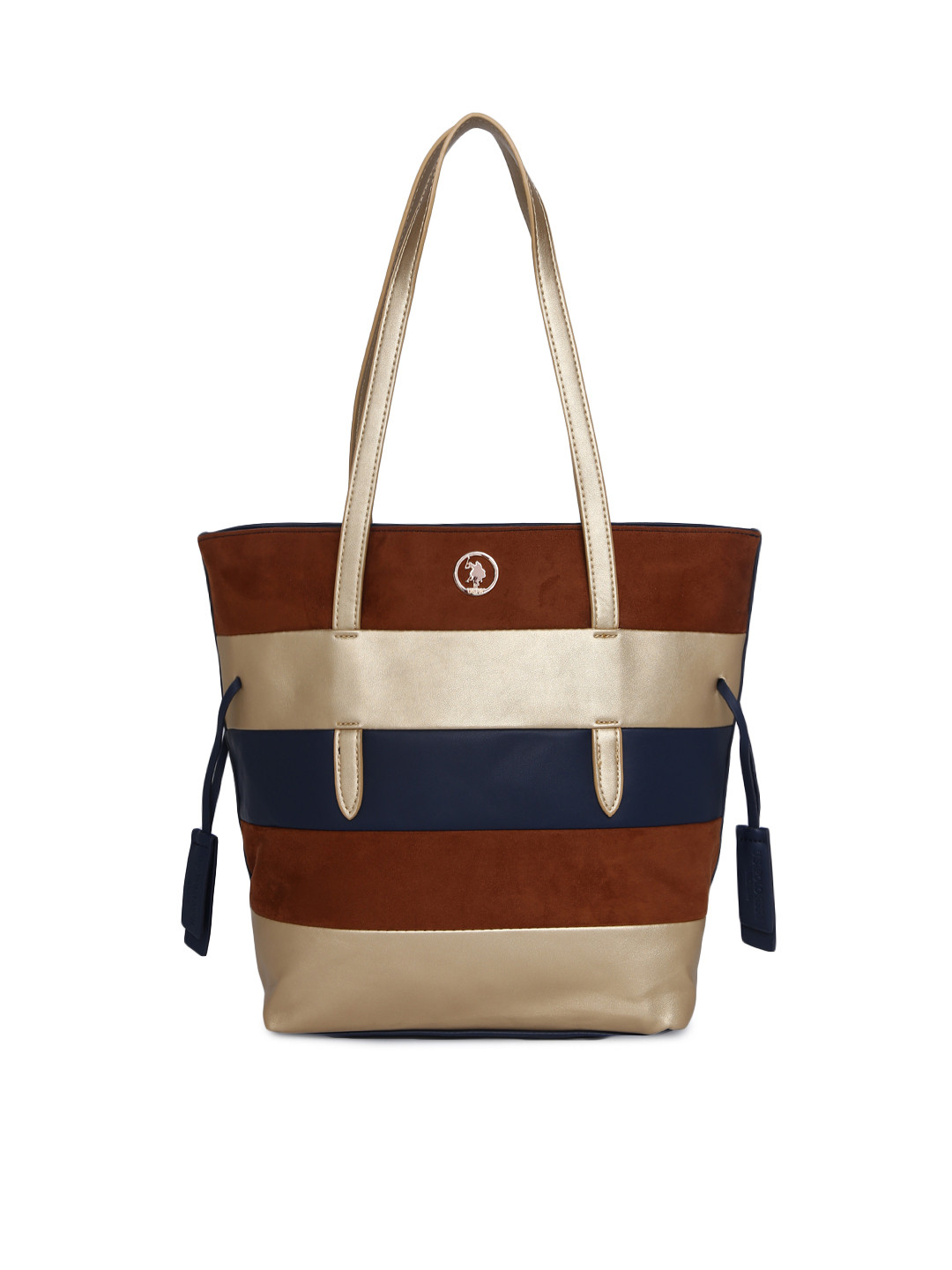 Buy U.S. Polo Assn. Women Navy Blue & Brown Colourblocked Shoulder Bag Handbags for Women