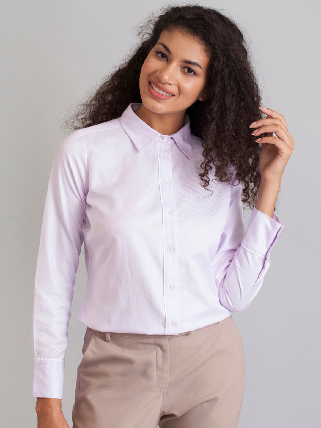 Buy FableStreet Women Lavender Regular Fit Self Design Casual Shirt