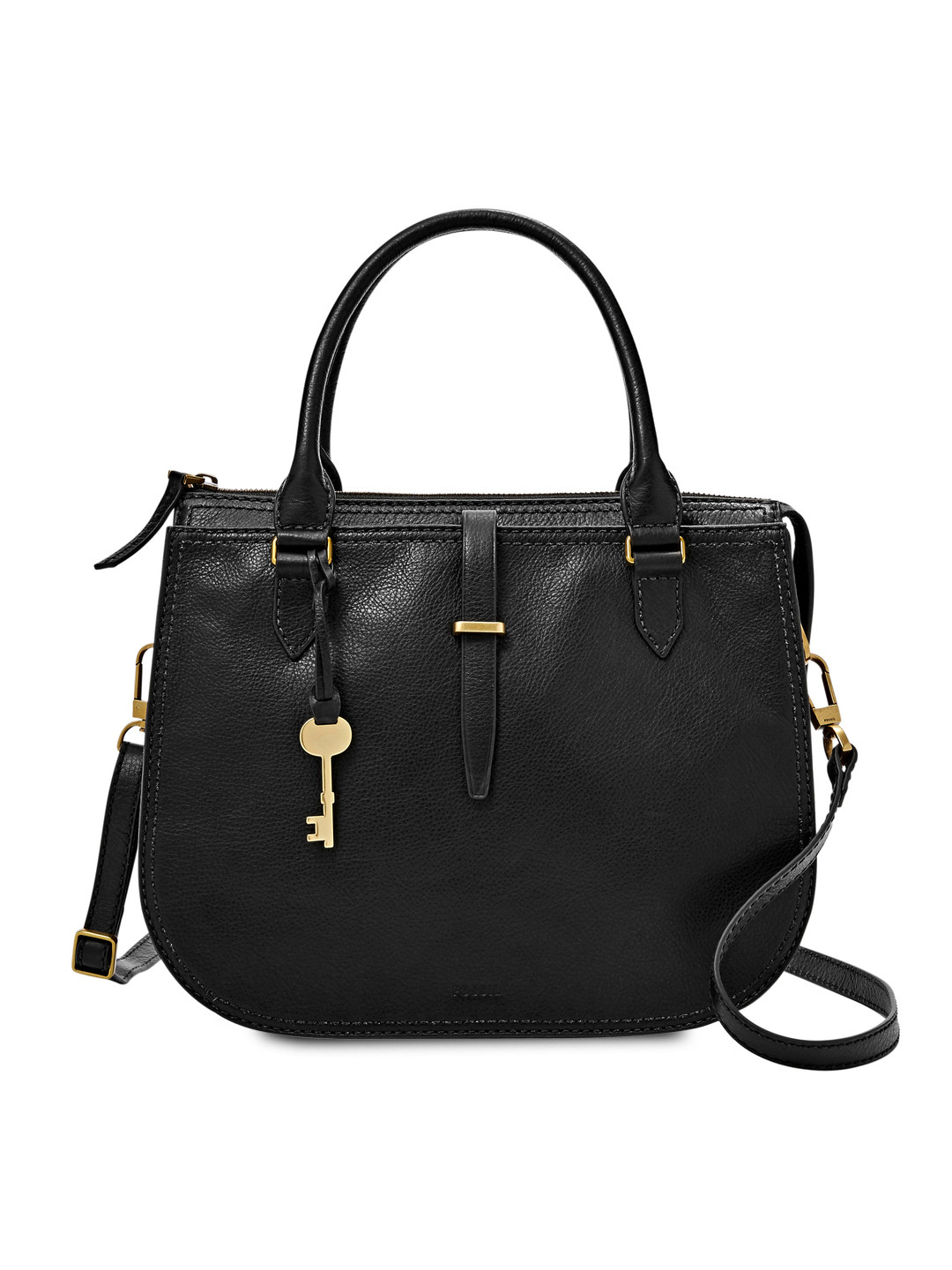 Buy Fossil Black Solid Leather Sling Bag Handbags for Women 9149741