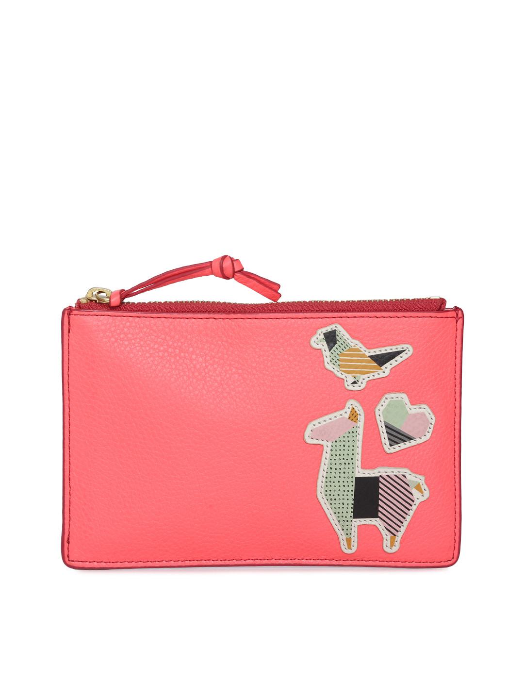 Buy Fossil Women Coral Solid Leather Zip Around Wallet Wallets for