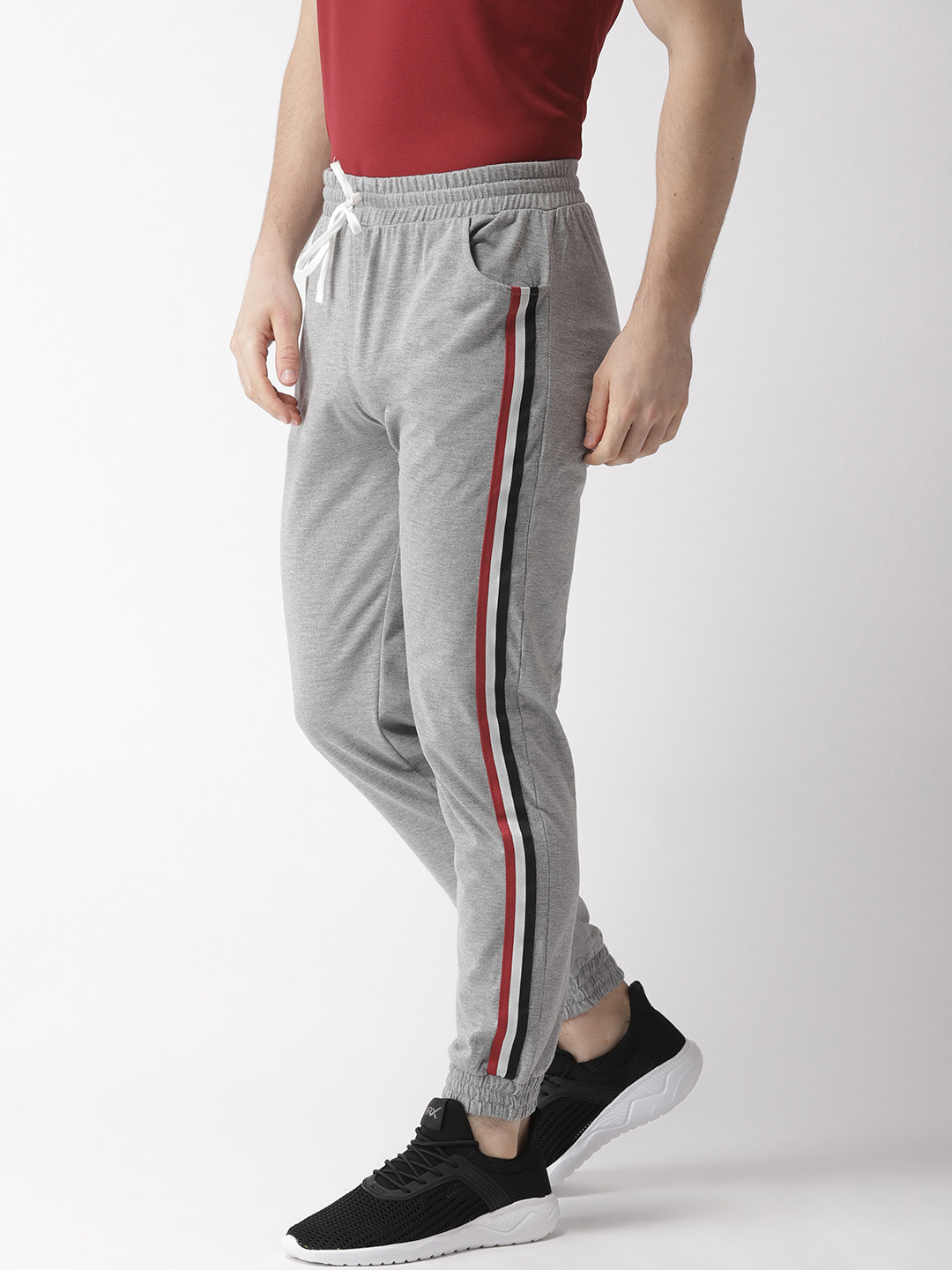 Buy Hubberholme Men Grey Melange Solid Slim Fit Joggers Track Pants