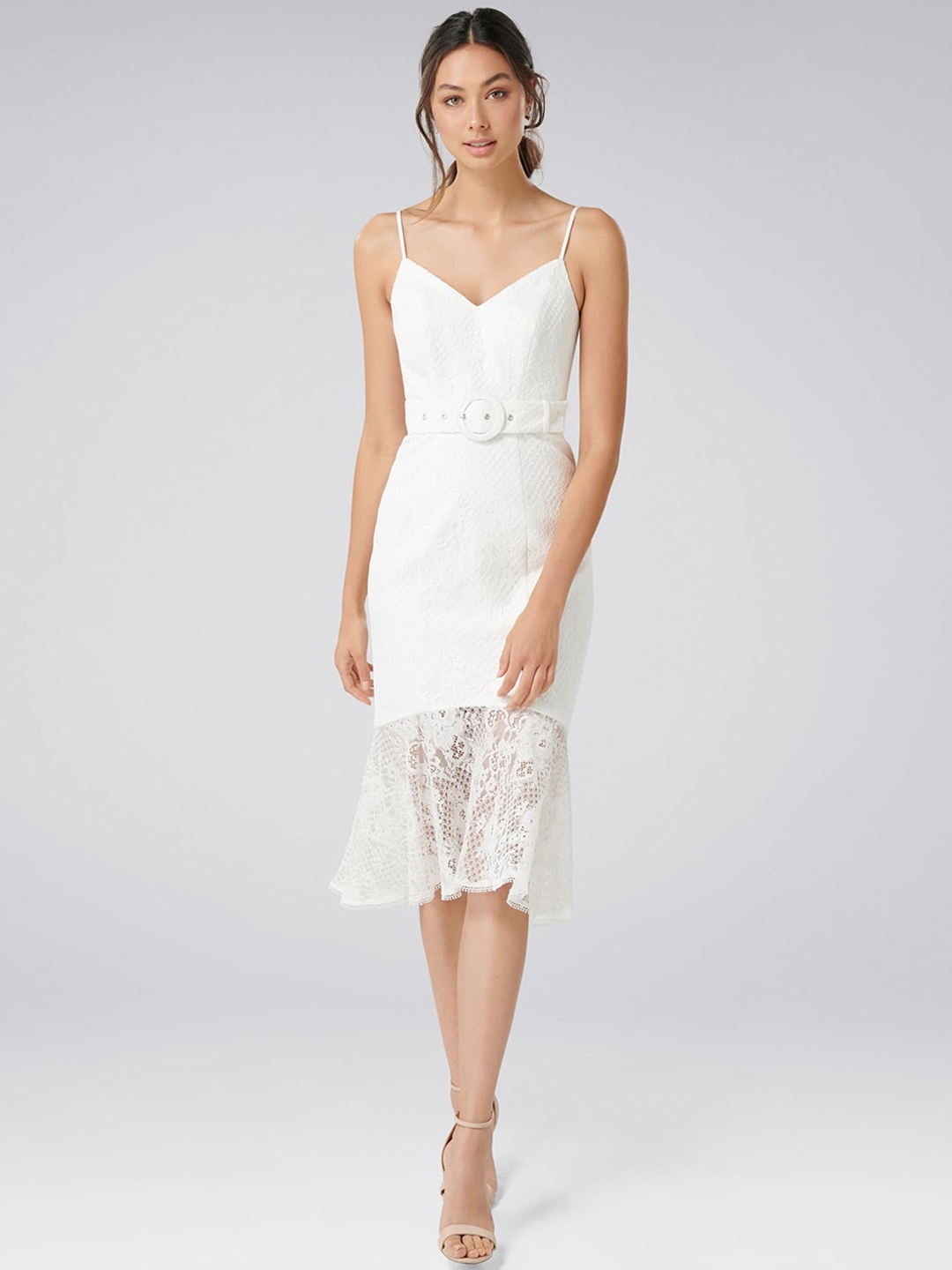 Buy Forever New Women White Solid Sheath Dress - Dresses for Women ...