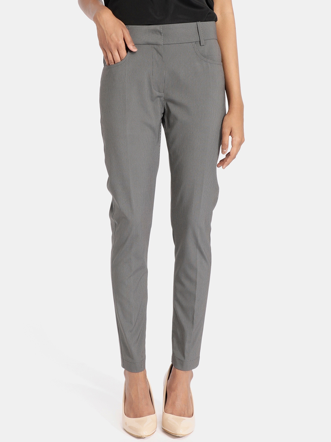 grey formal trousers women's