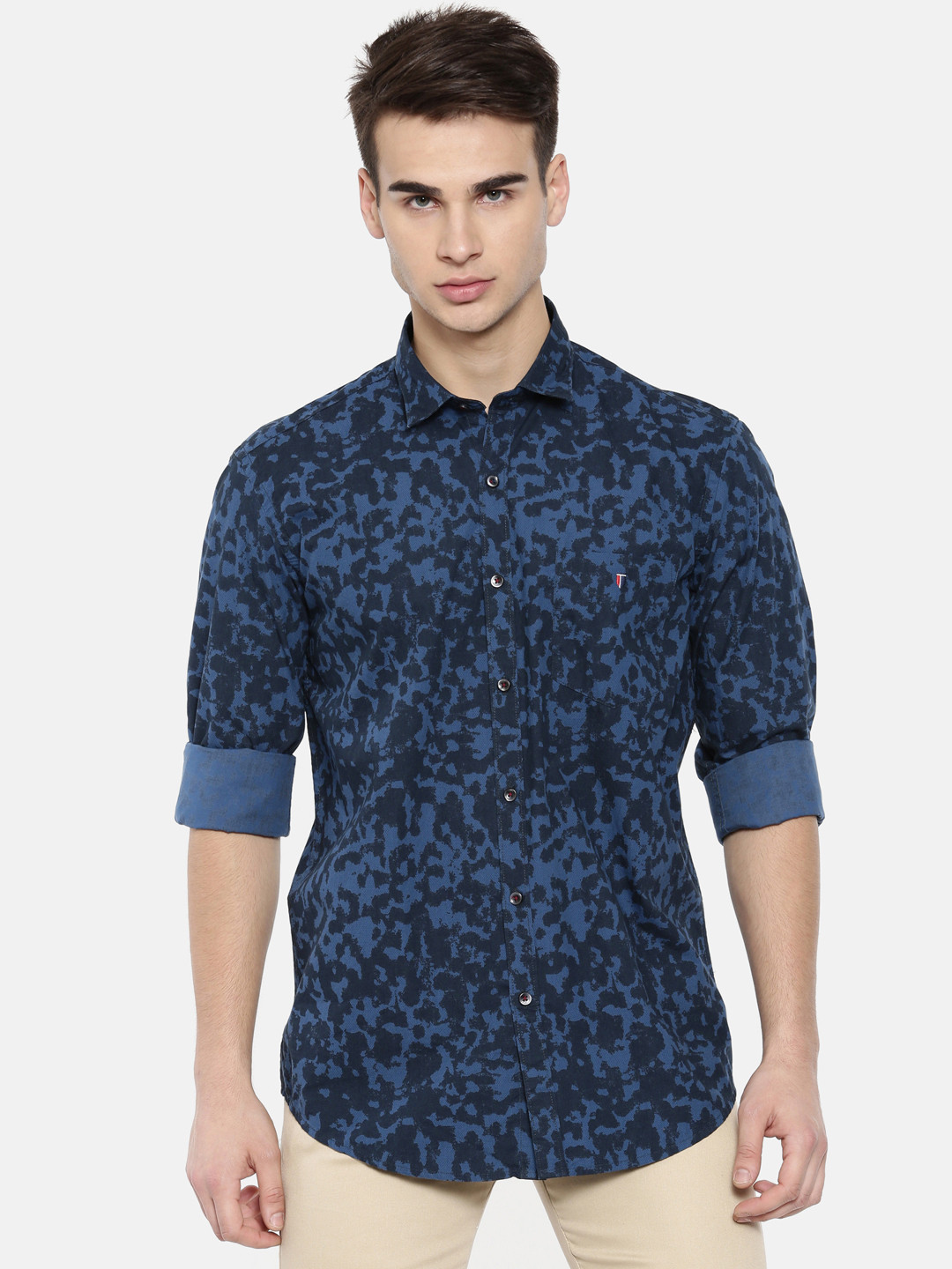 Buy IDC Men Blue Slim Fit Printed Casual Shirt Shirts for Men 9170099