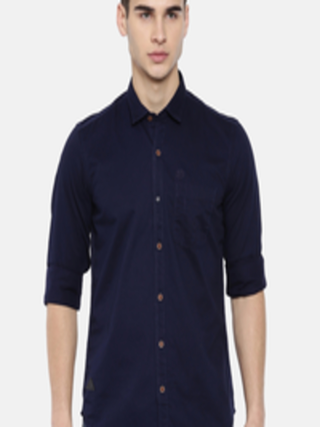 Buy IDC Men Navy Blue Slim Fit Solid Casual Shirt - Shirts for Men ...