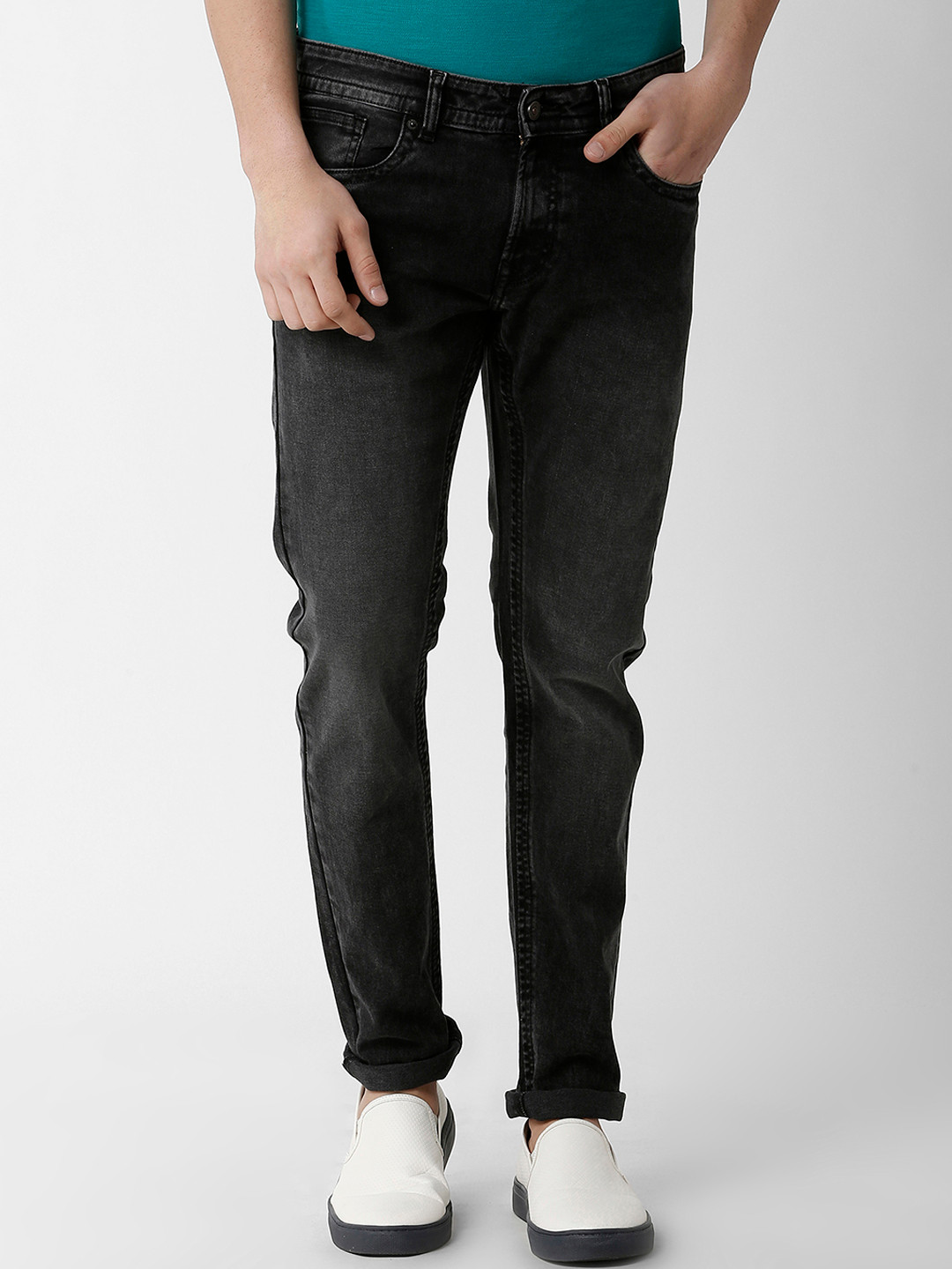 Buy Peter England Casuals Men Black Slim Fit Mid Rise Clean Look Stretchable Jeans Jeans for