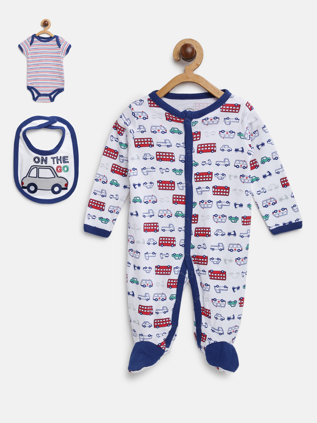 Buy Mothers Choice Boys Pack Of White & Blue Sleepsuit & Bodysuit