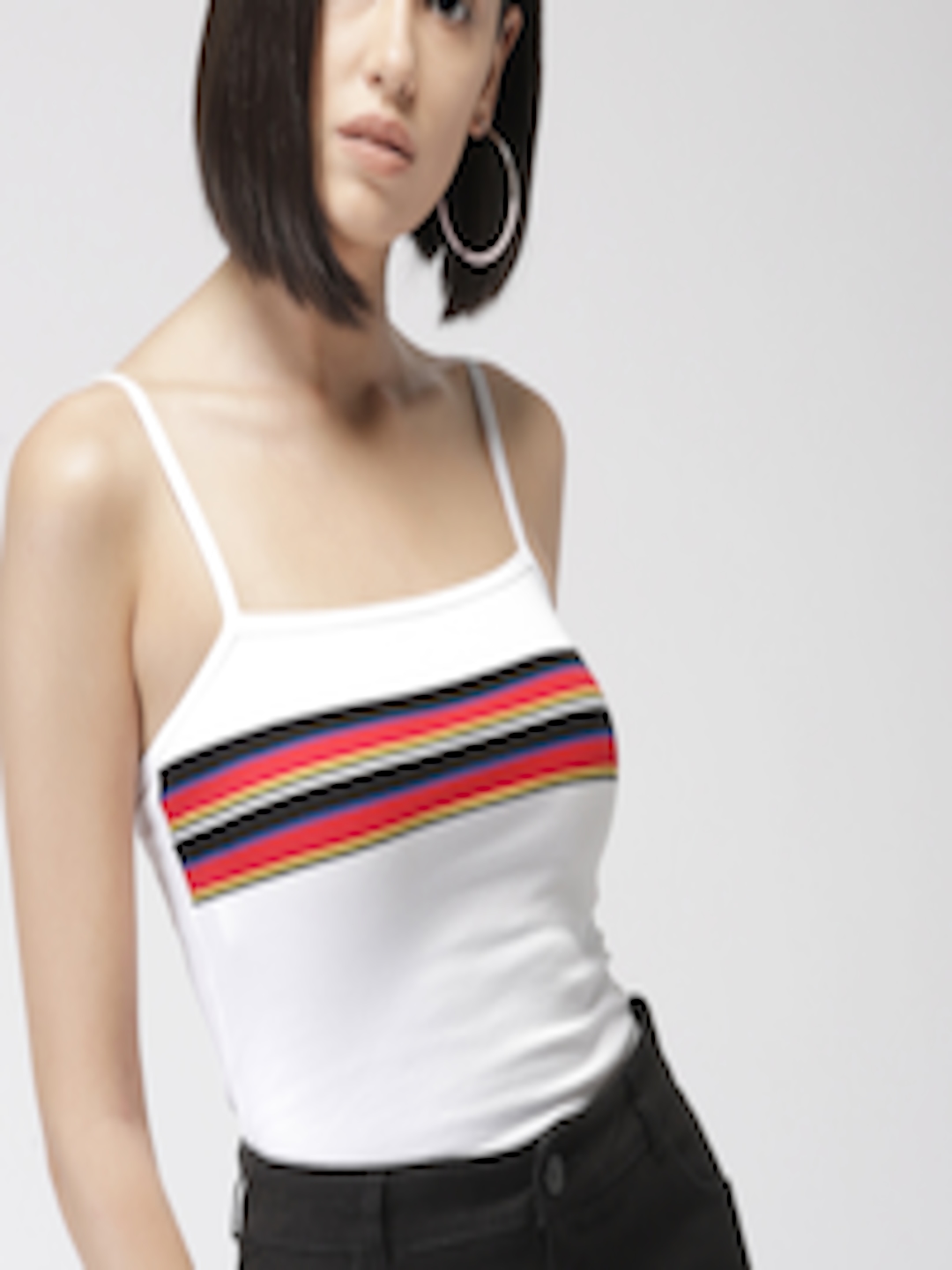 Buy FOREVER 21 Women White & Red Striped Camisole 331608 - Camisoles ...