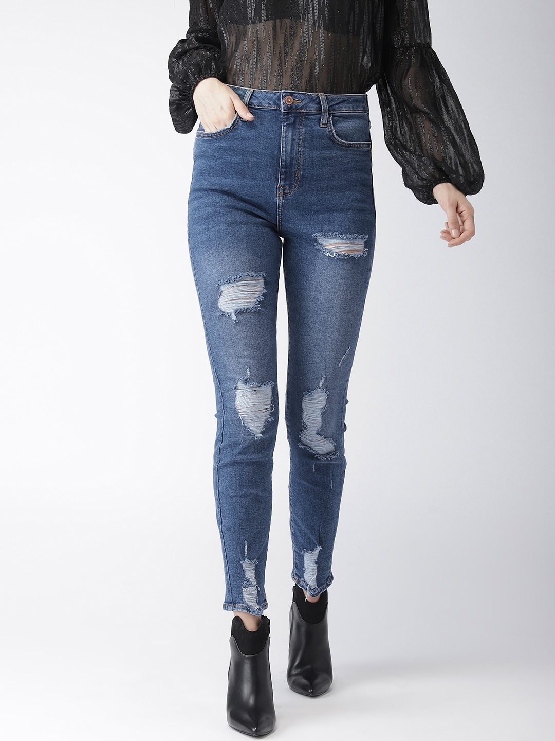 high rise skinny fit jeans